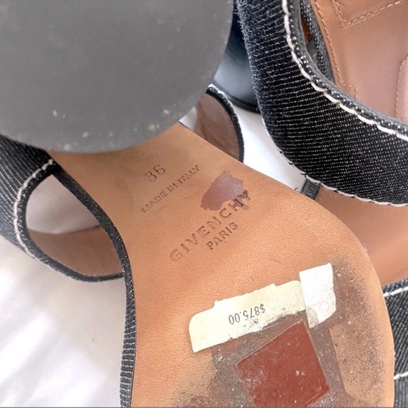 GIVENCHY Star Block Chunky Heel Ankle Strap Sandals RARE Denim Blue White Sz. 6 - Picture 7 of 13